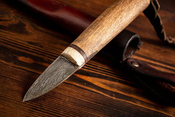 Nůž Dřevěné Pozadí — Stock fotografie
