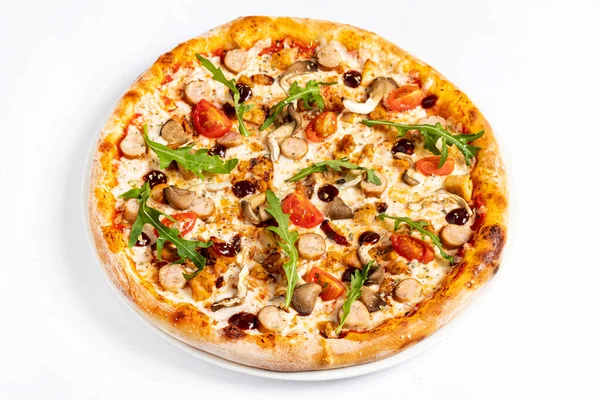 Pizza White Background — Stock Photo, Image