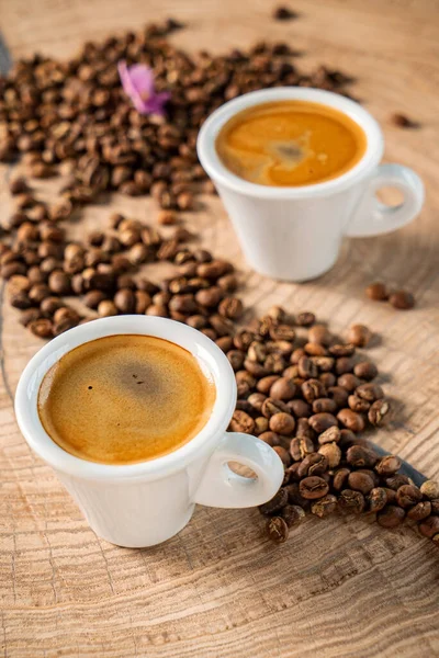 Coffee Beans Wooden Background — Stock Photo, Image