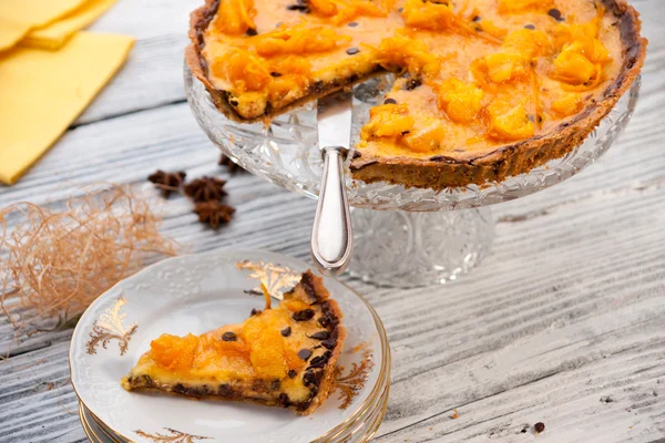 Orange pie with chocolate — Stock Photo, Image