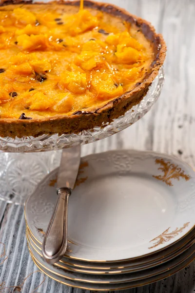 Orange pie with chocolate — Stock Photo, Image