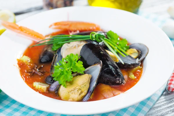 Seafood soup — Stock Photo, Image