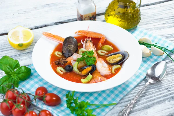 Seafood soup — Stock Photo, Image