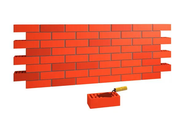 Pared de ladrillo y llana — Foto de Stock