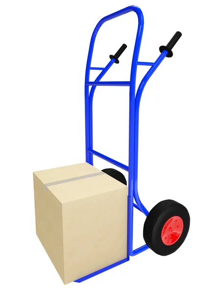De blauwe pushcart — Stockfoto