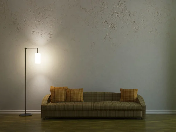 Sofa i lampa — Zdjęcie stockowe