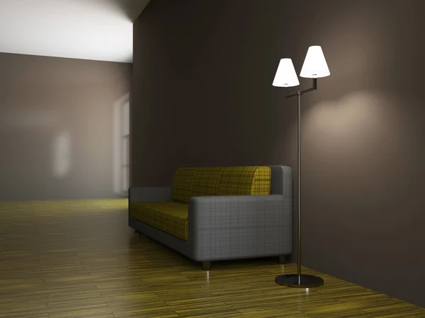 Sofá y lámpara — Foto de Stock