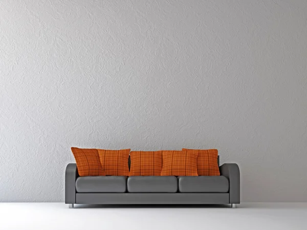 Sofá com almofadas laranja — Fotografia de Stock