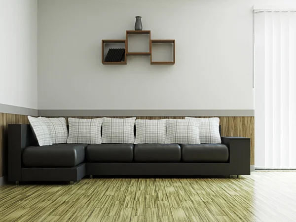En rum interiör med en soffa — Stockfoto