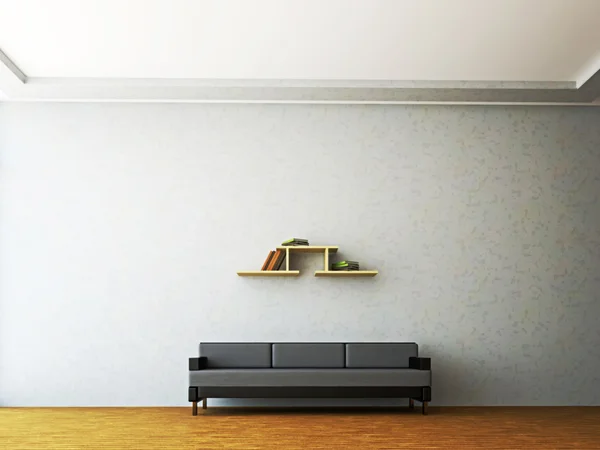 Un interno stanza con un divano in pelle — Foto Stock