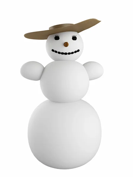 Boneco de neve com o chapéu — Fotografia de Stock