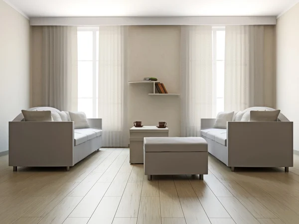 Pokój dzienny z sofami i tabela — Zdjęcie stockowe