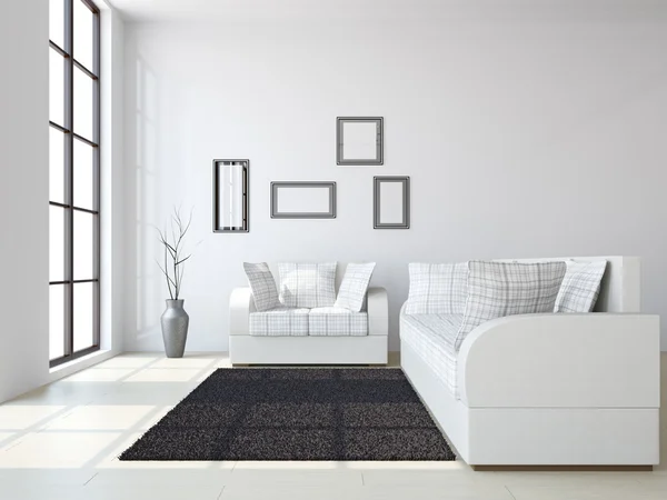 Wohnzimmer mit Sofas und einer Vase — Stockfoto