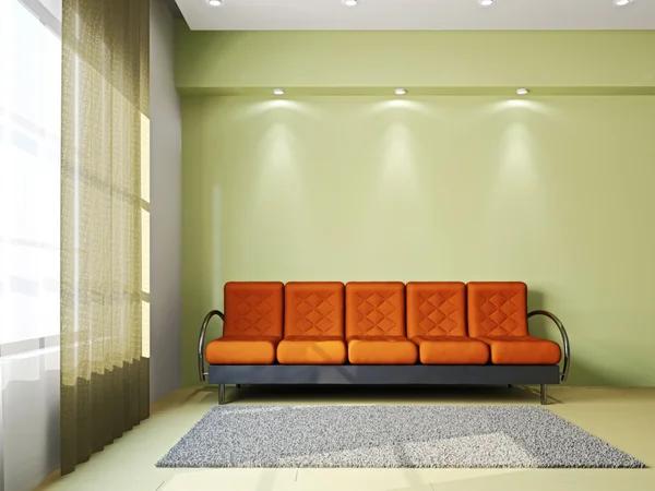 Salón con sofá y alfombra —  Fotos de Stock