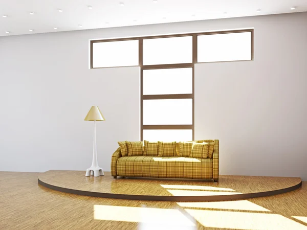 Sala de estar com sofá e uma lâmpada — Fotografia de Stock