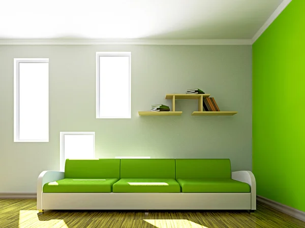 Green sofa and in the livingroom — Stock Photo, Image