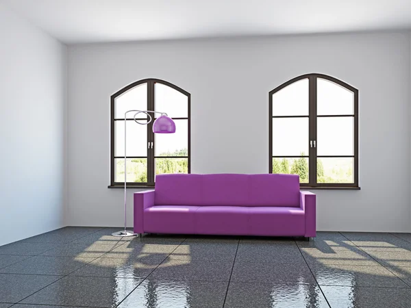 Livingroom with pink sofa — Stock Photo, Image