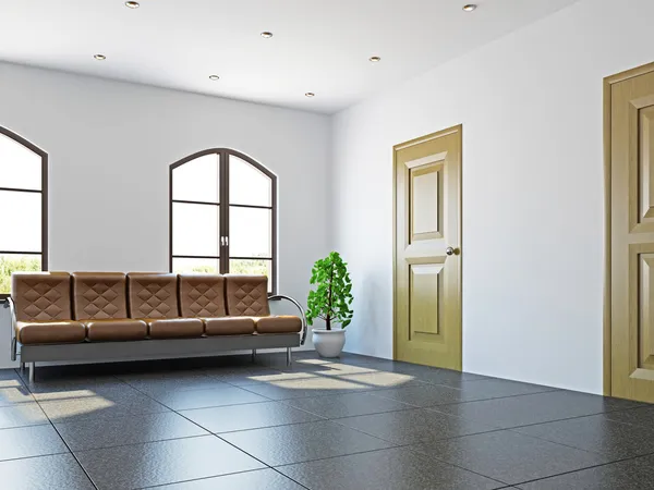 Hall med soffan nära Fönstren — Stockfoto