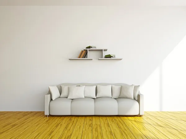 Bílá pohovka v obývacím pokoji — Stock fotografie