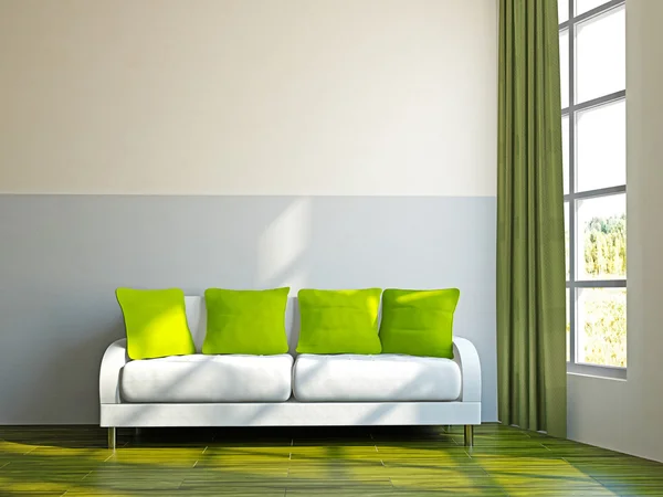 Livingroom with sofa and a plant — Stock Photo, Image