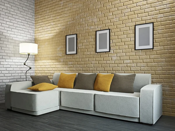 Livingroom with sofa and a lamp — Stock Photo, Image