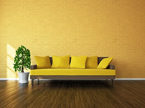 Room with sofa and a plant — Stock Photo, Image