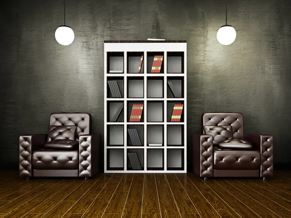 Leather armchairs near the cement wall — Stock Photo, Image