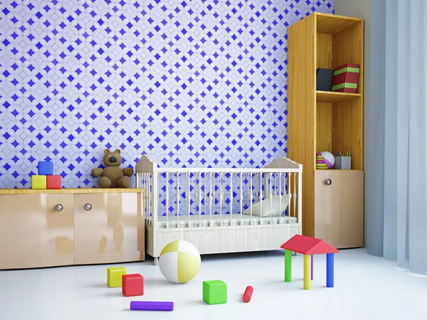 Kinderzimmer mit Bett — Stockfoto