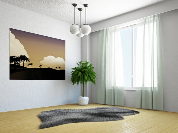 Woonkamer met palm — Stockfoto