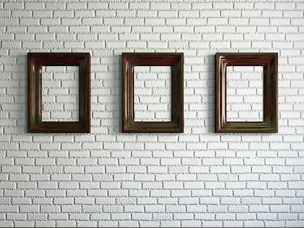 Three empty wooden frames — Stock Photo, Image