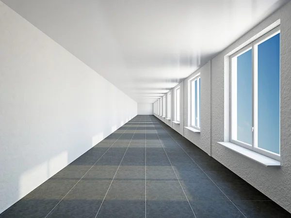Grande corredor vazio com janela — Fotografia de Stock