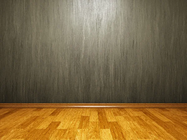 Τσιμεντένιος τοίχος και ξύλινο πάτωμα — Φωτογραφία Αρχείου