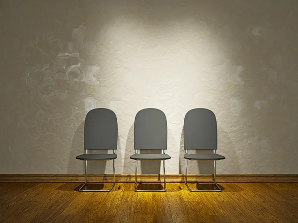 Três cadeiras de couro — Fotografia de Stock