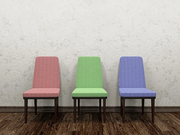 Üç renk sandalye — Stok fotoğraf