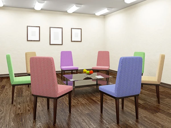 Cadeiras de cor para discussão — Fotografia de Stock