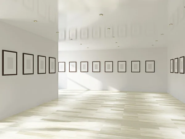 Galleria con immagini in bianco — Foto Stock