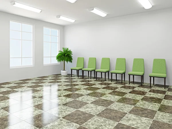 Grüne Stühle in einer Lobby — Stockfoto