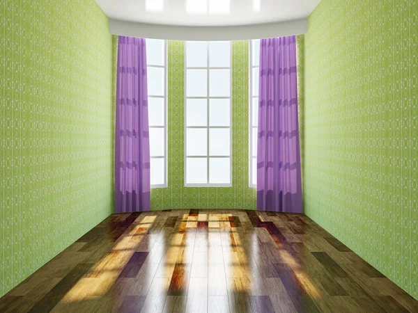 Das grüne, leere Zimmer — Stockfoto