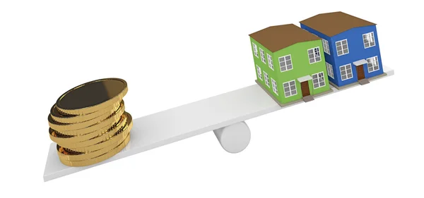 House and gold coins — Stock Photo, Image