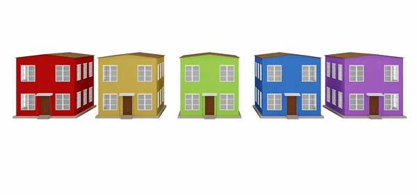 Řada barevných domů — Stock fotografie