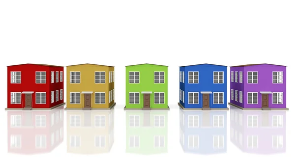 Een rij van gekleurde huisjes — Stockfoto