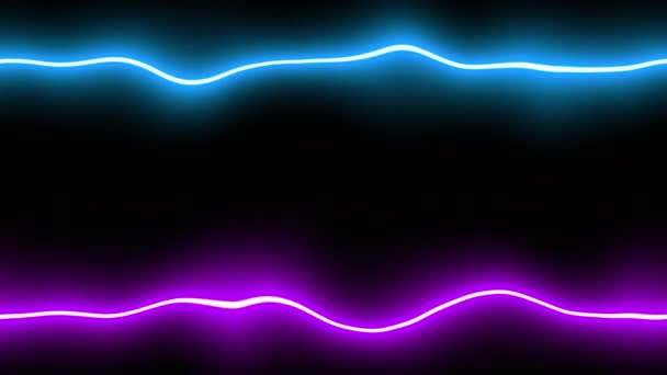Blå Och Lila Ljus Flödande Neon Linjer Med Effekten Elektriska — Stockvideo