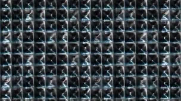 Abstracte Metallic Achtergrond Met Vierkante Cellen Vloeiende Vloeibare Metaal Slow — Stockvideo
