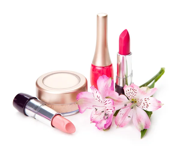 Kozmetikai és virág — Stock Fotó