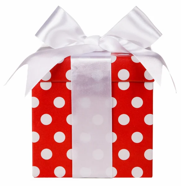 Gift box and white bow — Stock Photo, Image