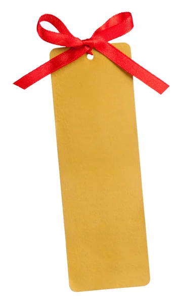 金のタグと赤の弓 — ストック写真