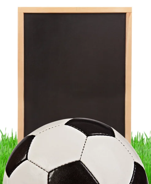 Football concept - the board, the grass and the ball for the gam — Stock Photo, Image