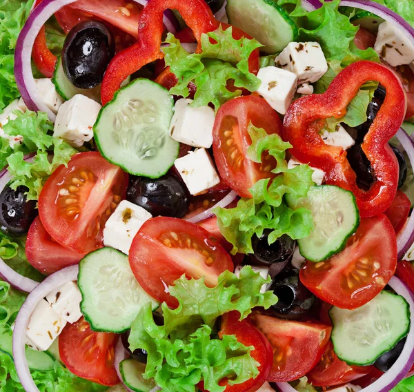 Greek vegetarian cuisine - fresh vegetable salad close-up