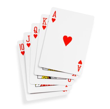 Floş Royal. Beyaz bir arka plan üzerinde izole kart