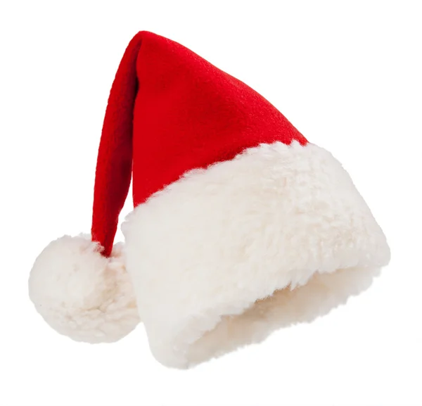 Navidad santa sombrero rojo aislado sobre fondo blanco — Foto de Stock